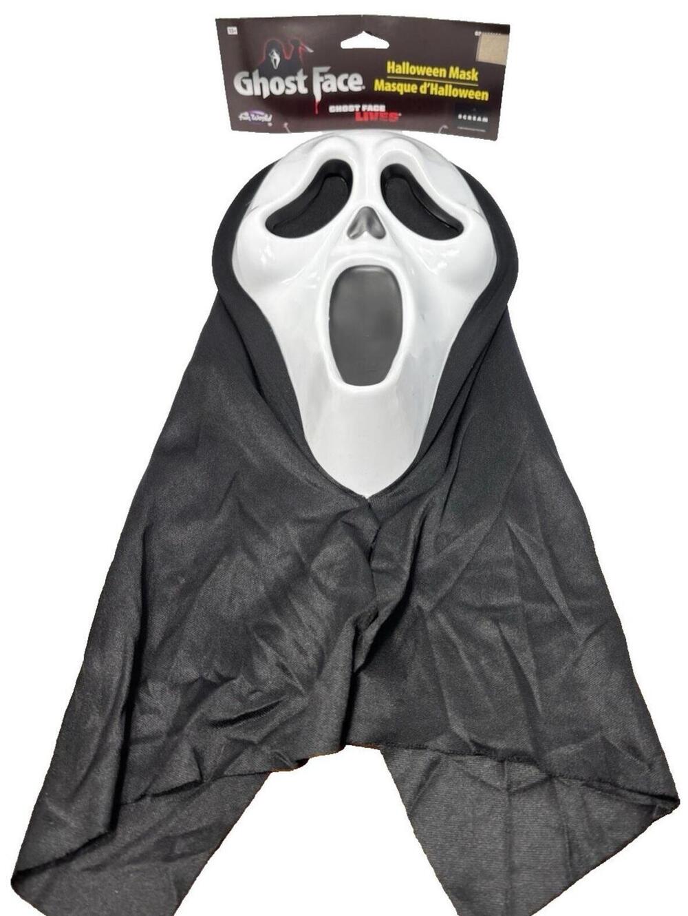 Ghost Face Halloween Costume Mask Adult One Size Plastic Horror Scary Prop Party